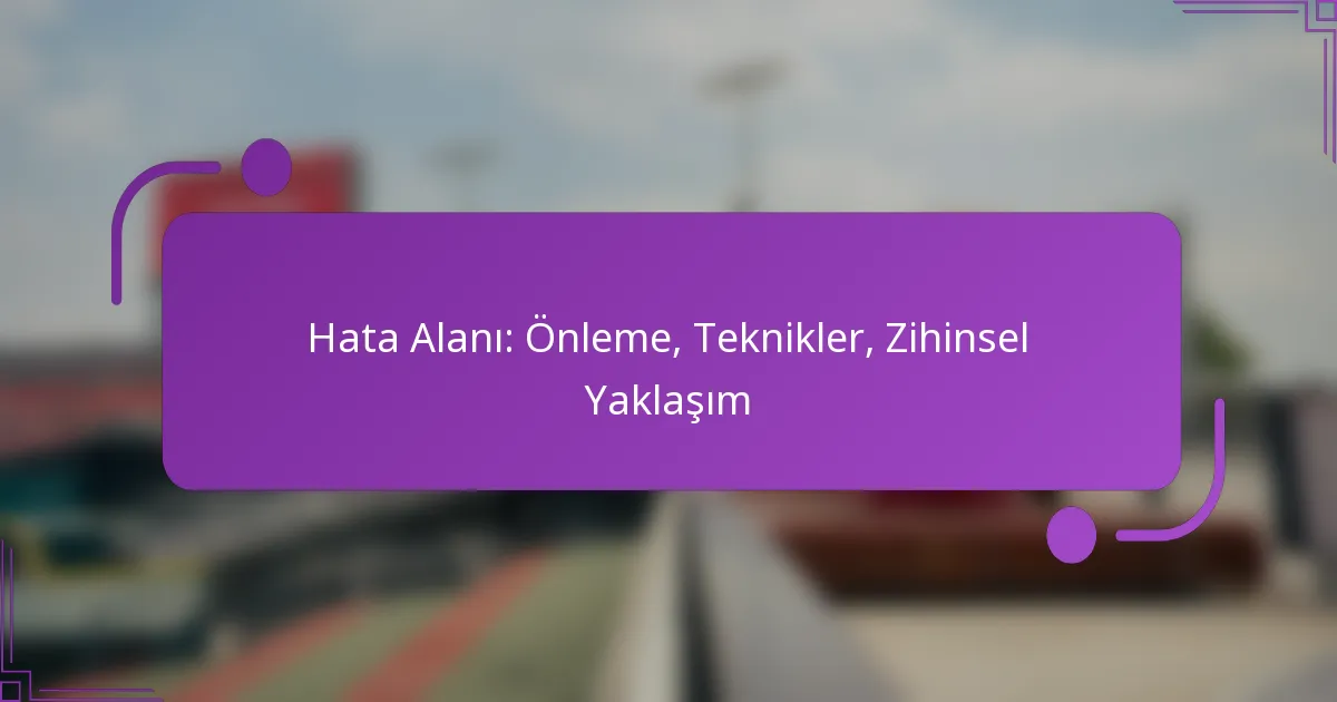 Hata Alanı: Önleme, Teknikler, Zihinsel Yaklaşım